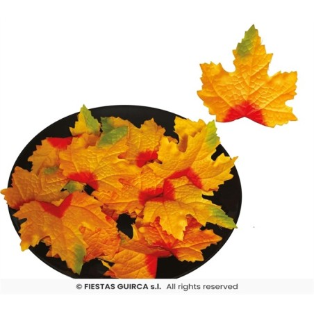 DECORATION AUTOMNE 24 FEUILLES ERABLE ORANGE 9-10 CM