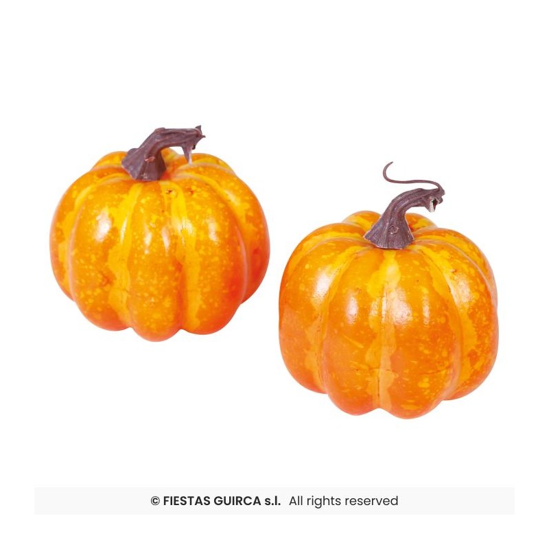 ENSEMBLE DE DEUX CITROUILLES ORANGE 10 CM