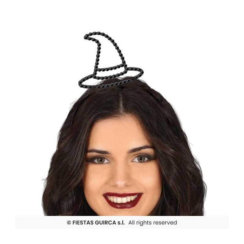 SERRE-TETE OU DIADEME CHAPEAU DE SORCIERE EN PIERRES PRECIEUSES OU STRASS