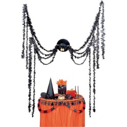 DECORATION GEANTE HALLOWEEN ARAIGNEE EN PAPIER ALVEOLE A SUSPENDRE 360 CM