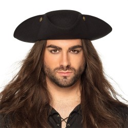 CHAPEAU TRICORNE PIRATE AMIRAL NOIR