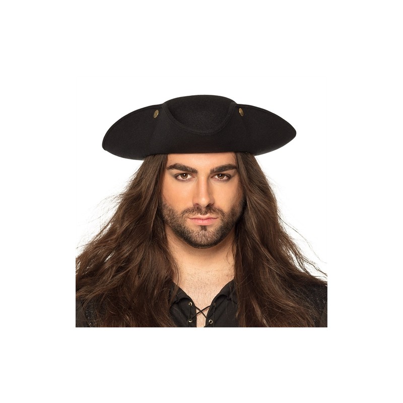 CHAPEAU TRICORNE PIRATE AMIRAL NOIR