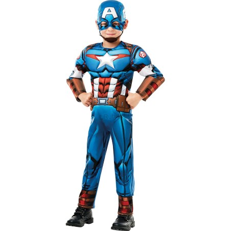 DEGUISEMENT CAPTAIN AMERICA AVEC MUSCLES REMBOURES TAILLE 5-6 ANS