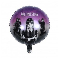 BALLON METALLIQUE ROND WEDNESDAY MERCREDI FAMILLE ADAMS 43 CM 