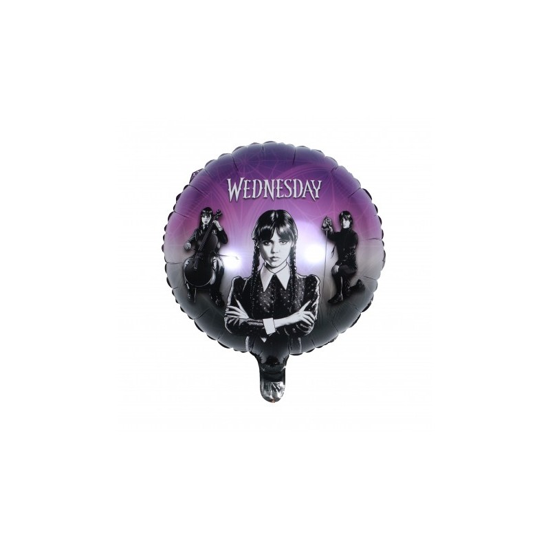 BALLON METALLIQUE ROND WEDNESDAY MERCREDI FAMILLE ADAMS 43 CM 