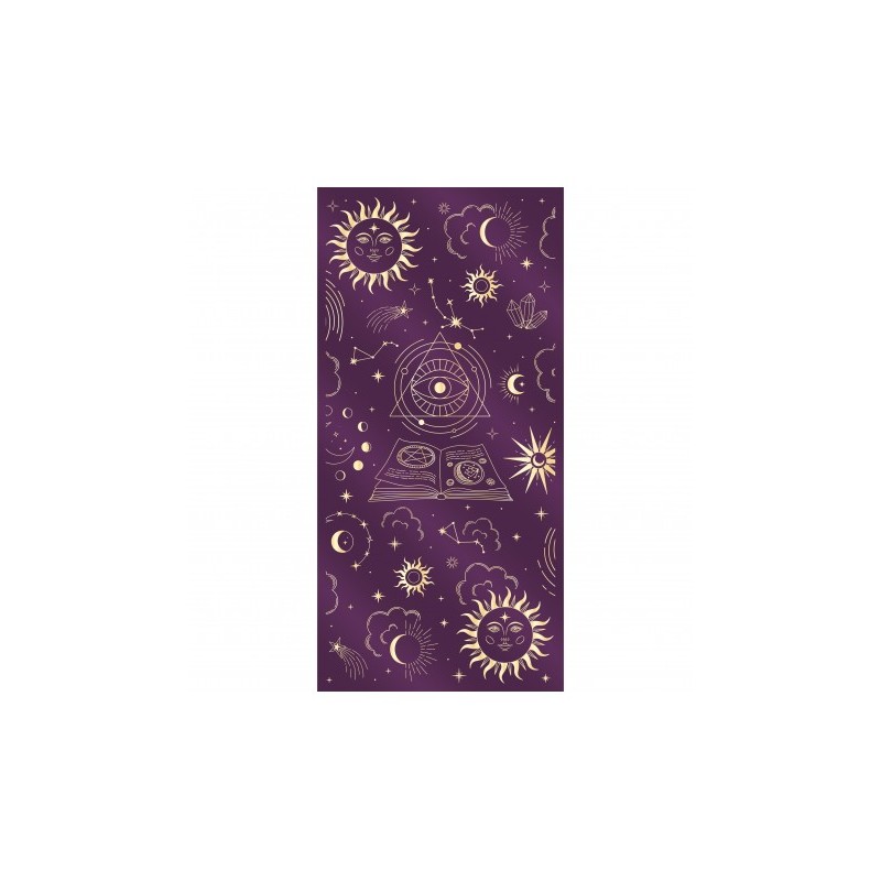 CHEMIN DE TABLE HALLOWEEN MYSTIQUE VELOUR VIOLET IMPRESSION OR 28 CM X 3 M