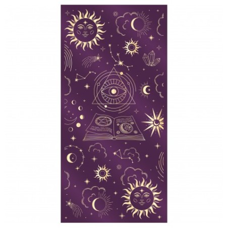 CHEMIN DE TABLE HALLOWEEN MYSTIQUE VELOUR VIOLET IMPRESSION OR 28 CM X 3 M