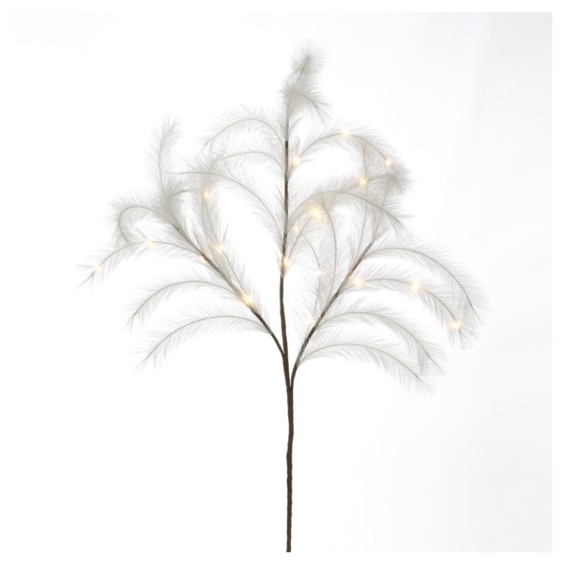 TIGE PAMPA ARTIFICIELLE BLANCHE AVEC LED 130 CM