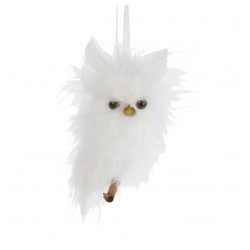 HIBOU OU CHOUETTE BLANCHE A SUSPENDRE 12 CM