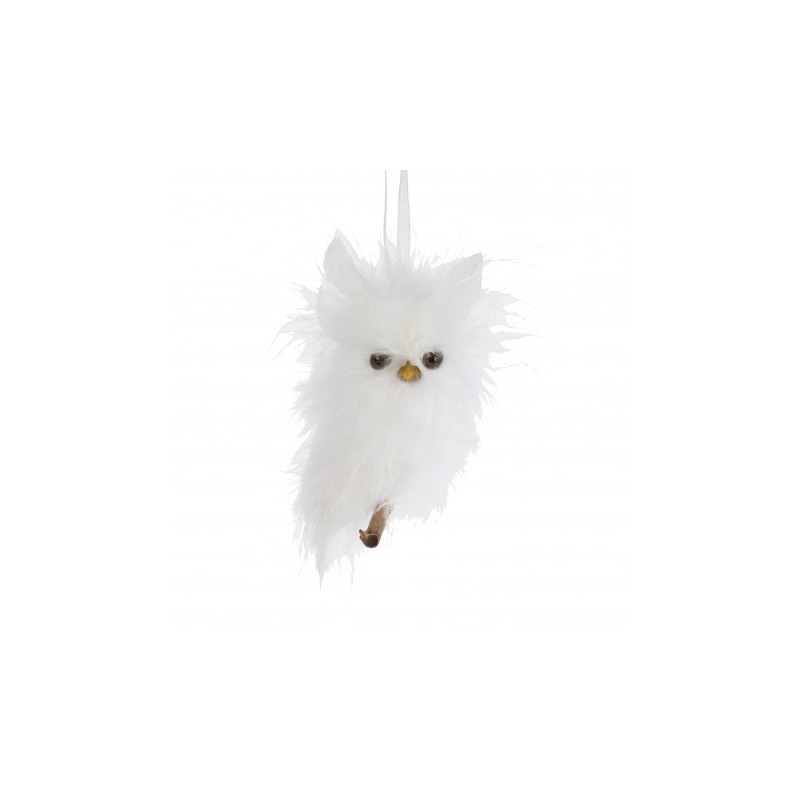 HIBOU OU CHOUETTE BLANCHE A SUSPENDRE 12 CM