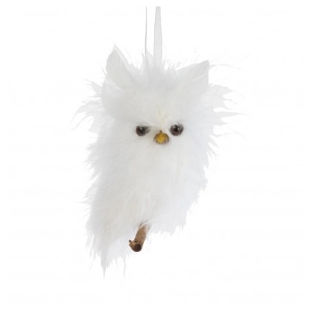 HIBOU OU CHOUETTE BLANCHE A SUSPENDRE 12 CM