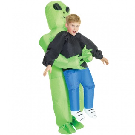 DEGUISEMENT ALIEN GONFLABLE VERT TAILLE UNIQUE ENFANT 