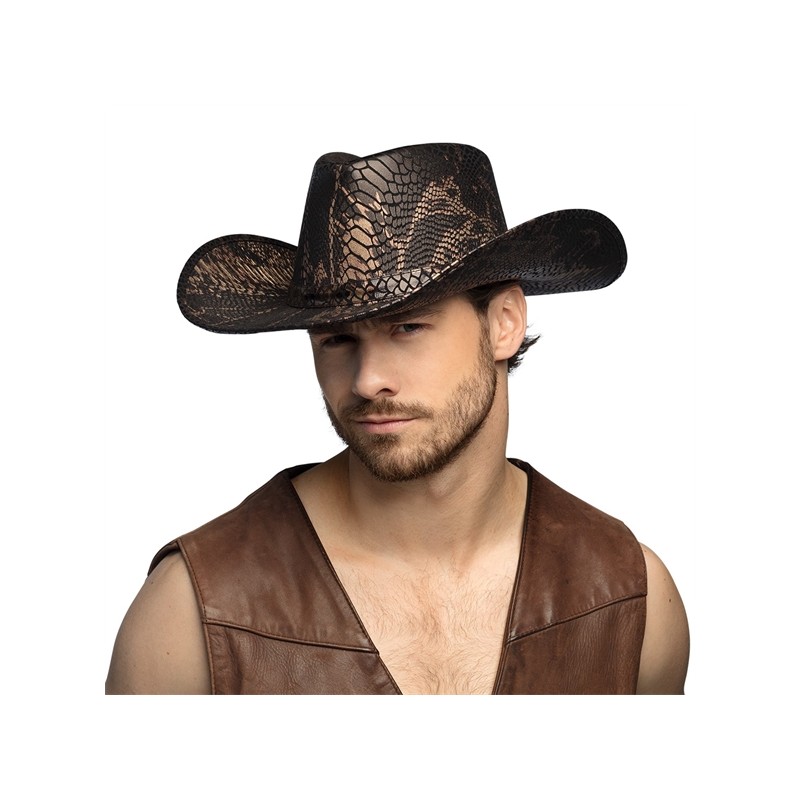 CHAPEAU WESTERN COW BOY PEAU DE SERPENT COBRA