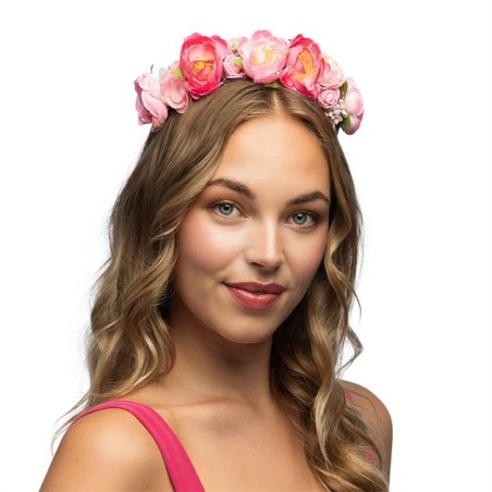 SERRE TETE FLEURS ROSES TIARE LOTUS