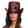 CHAPEAU HAUT DE FORME STEAMPUNK BORDEAU AVEC LUNETTES KEYPUNK