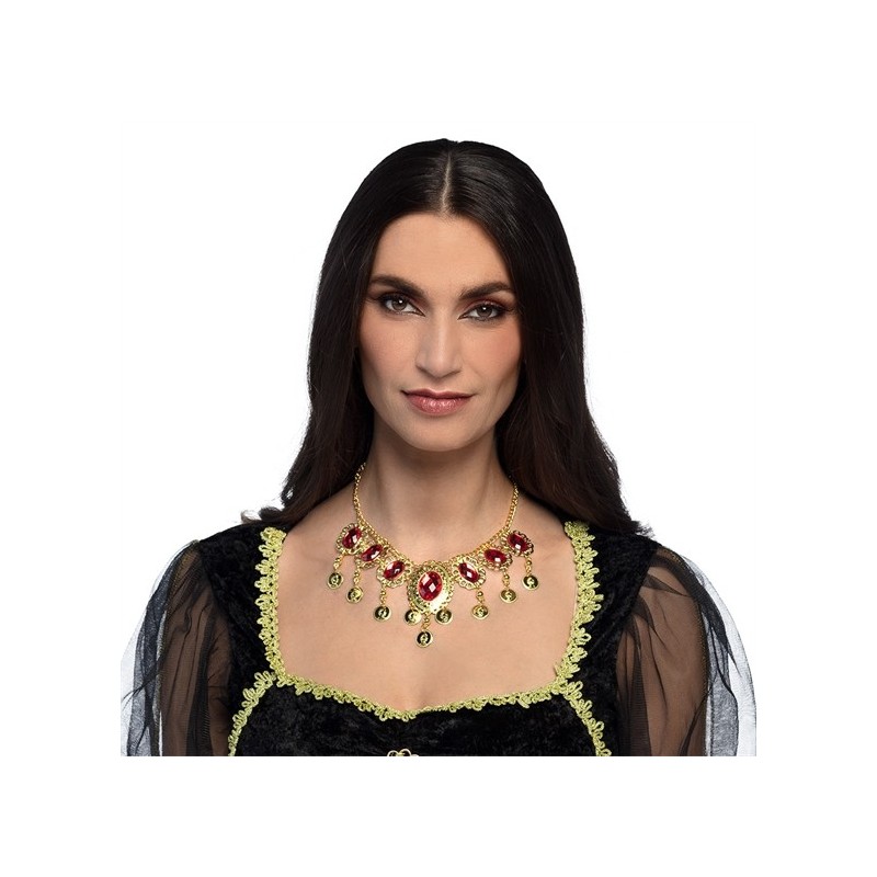 COLLIER REINE MEDIEVALE OR PIERRE RUBIS ROUGE COLLIER REINE MEDIEVALE OR PIERRE RUBIS ROUGE