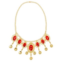 COLLIER REINE MEDIEVALE OR PIERRE RUBIS ROUGE