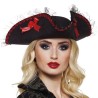 CHAPEAU PIRATE TRICORNE NOIR ET ROUGE AMIRAL RACHEL CHAPEAU PIRATE TRICORNE NOIR ET ROUGE AMIRAL RACHEL