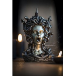 FONTAINE A ENCENS POLYRESINE MEDUSA 13CM X 13CM X 18.5CM