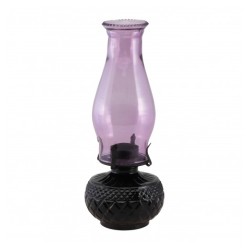 LANTERNE MAGIE NOIRE VERRE VIOLET POUR BOUGIE CHAUFFE PLAT - DIA 12CM X 31CM