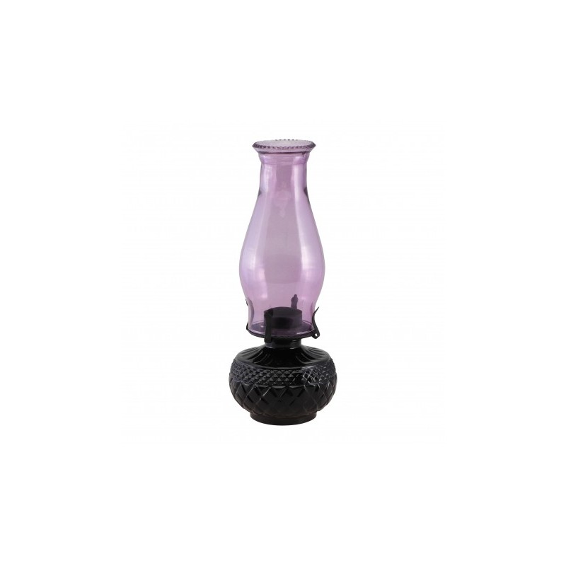 LANTERNE MAGIE NOIRE VERRE VIOLET POUR BOUGIE CHAUFFE PLAT - DIA 12CM X 31CM