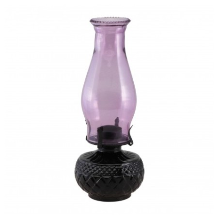 LANTERNE MAGIE NOIRE VERRE VIOLET POUR BOUGIE CHAUFFE PLAT - DIA 12CM X 31CM