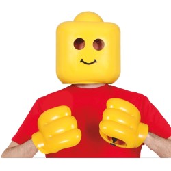 MASQUE ET MAIN LEGO JAUNE EN PLASTIQUE 