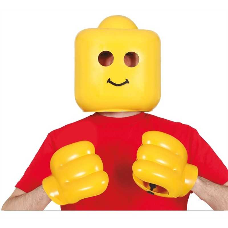 MASQUE ET MAIN LEGO JAUNE EN PLASTIQUE