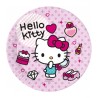 8 ASSIETTES EN CARTON COMPOSTABLE HELLO KITTY SUR FOND ROSE 23 CM