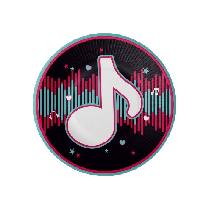 8 ASSIETTES  DANCE PARTY NOTE DE MUSIQUE (TIKTOK) 23 CM  8 ASSIETTES  DANCE PARTY NOTE DE MUSIQUE (TIKTOK) 23 CM