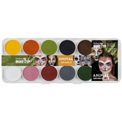 PALETTE MAQUILLAGE 10 COULEURS ANIMAUX 2 EPONGES 2 PINCEAUX