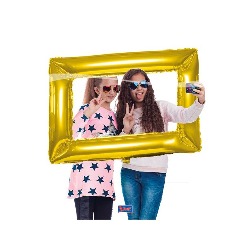 BALLON METALLIQUE POUR PHOTOBOOTH CADRE PHOTO OR 85 X 60 CM