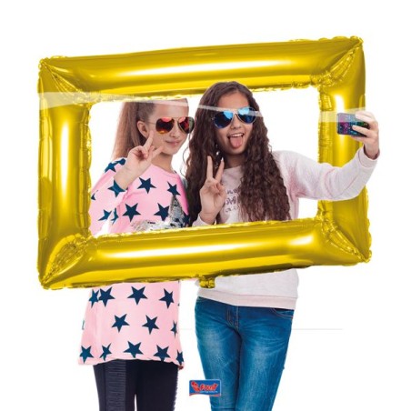 BALLON METALLIQUE POUR PHOTOBOOTH CADRE PHOTO OR 85 X 60 CM