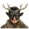 MASQUE  RENNE OU CERF NOIR ET BRONZE