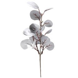 BRANCHE FEUILLES METALLISEES ARGENT 26 X 32 CM 