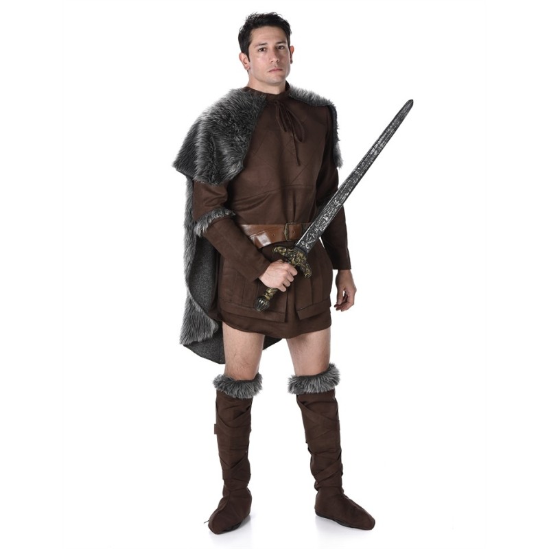 DEGUISEMENT PRINCE VIKING LORD HOMME TUNIQUE COURTE CAPE FOURRURE TAILLE L