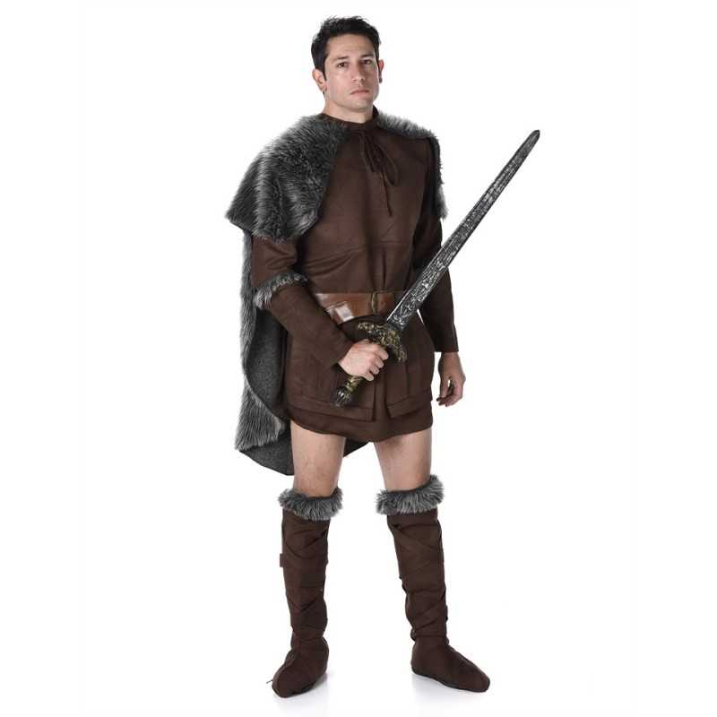 DEGUISEMENT PRINCE VIKING LORD HOMME TUNIQUE COURTE CAPE FOURRURE TAILLE L