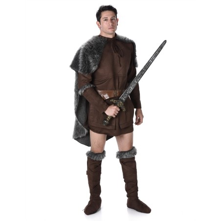 DEGUISEMENT PRINCE VIKING LORD HOMME TUNIQUE COURTE CAPE FOURRURE TAILLE L