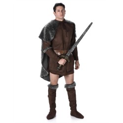 DEGUISEMENT PRINCE VIKING LORD HOMME TUNIQUE COURTE CAPE FOURRURE TAILLE XL