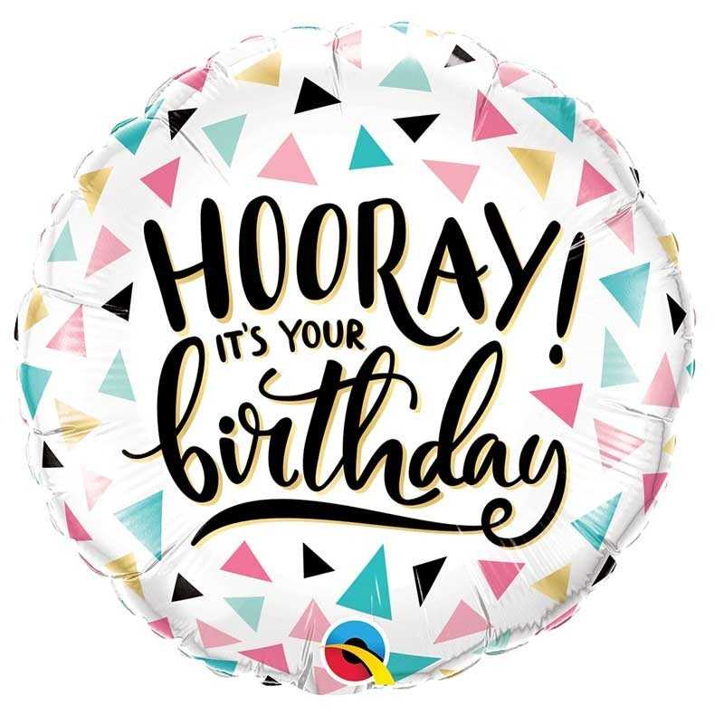 BALLON METALLIQUE ROND HOORAY IT'S YOUR BIRTHDAY 46 CM 