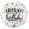 BALLON METALLIQUE ROND HOORAY IT'S YOUR BIRTHDAY 46 CM 