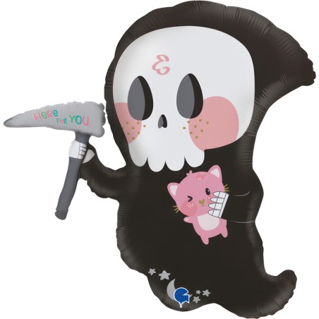 BALLON METALLIQUE HALLOWEEN THE CUTE DEATH LA FAUCHAUSE MIGNONE 64 CM 