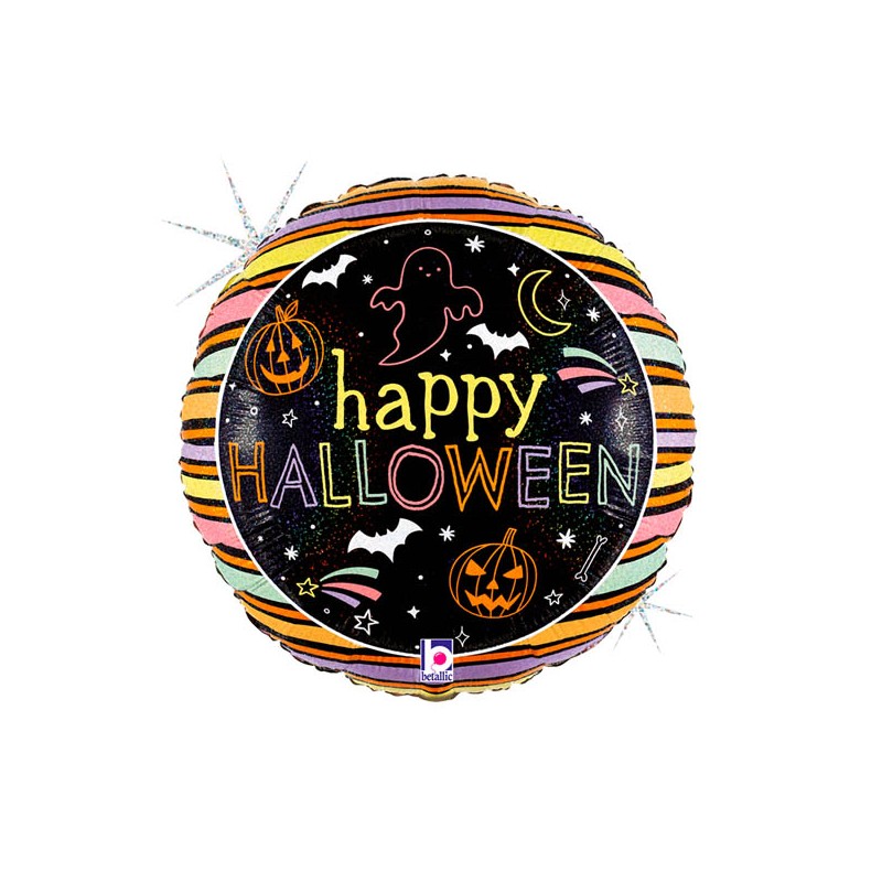 BALLON METALLIQUE ROND HAPPY HALLOWEEN  46 CM 