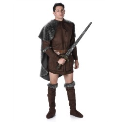 DEGUISEMENT PRINCE VIKING LORD HOMME TUNIQUE COURTE CAPE FOURRURE TAILLE M
