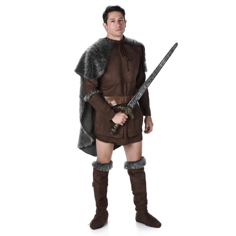 DEGUISEMENT PRINCE VIKING LORD HOMME TUNIQUE COURTE CAPE FOURRURE TAILLE M
