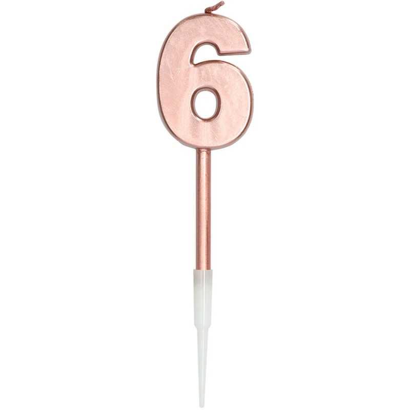 BOUGIE CHIFFRE 6 ROSE GOLD 