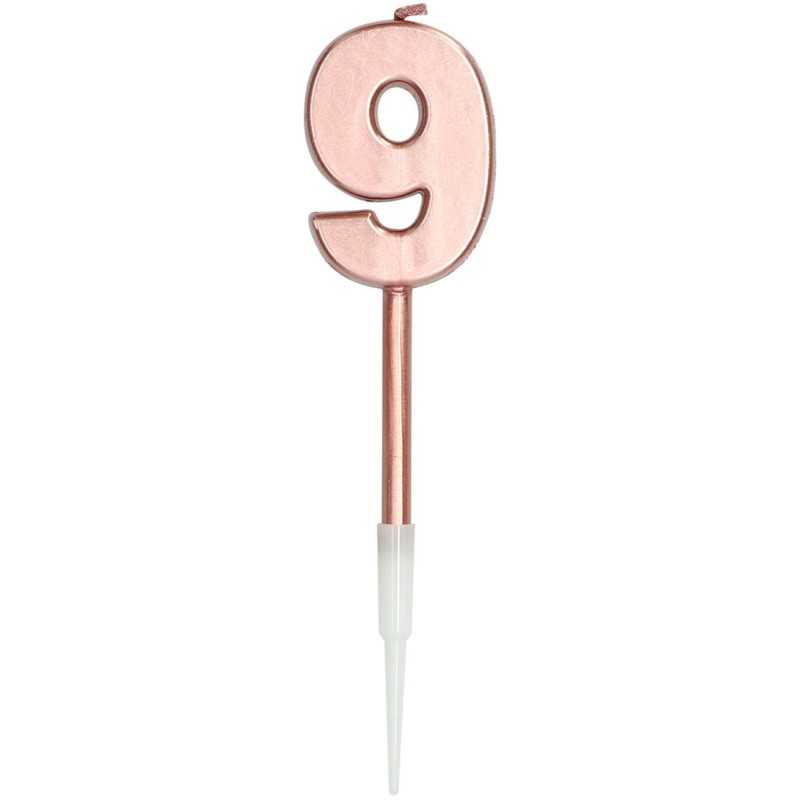 BOUGIE CHIFFRE 9 ROSE GOLD 