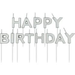 BOUGIE HAPPY BIRTHDAY LETTRES ARGENT