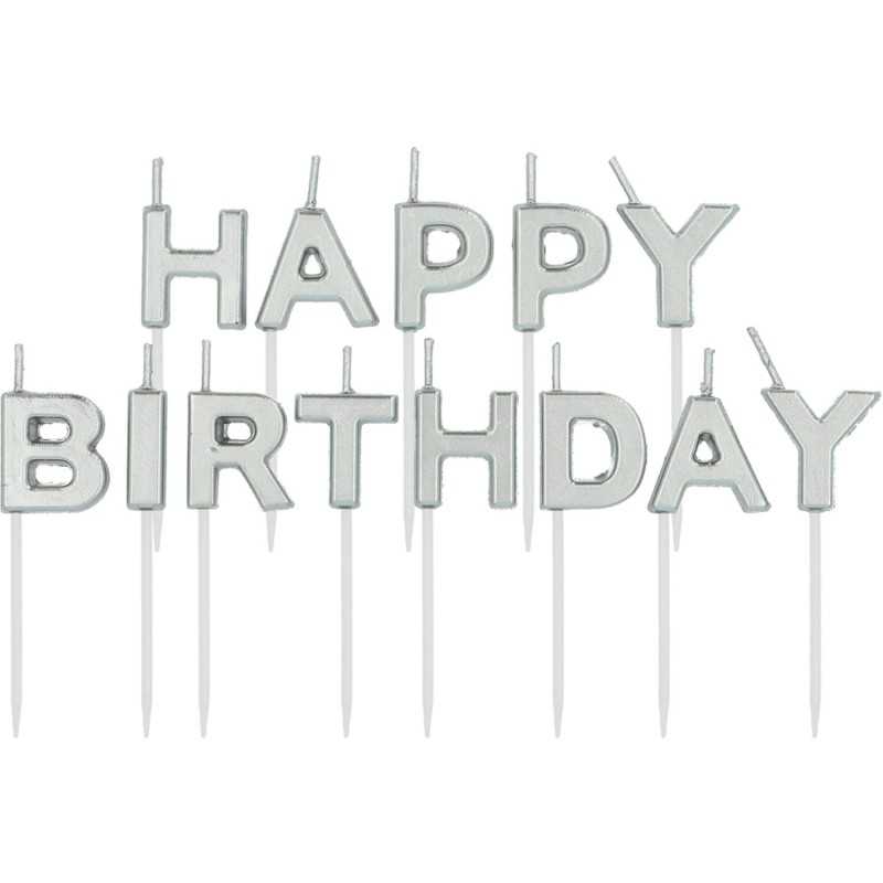 BOUGIE HAPPY BIRTHDAY LETTRES ARGENT