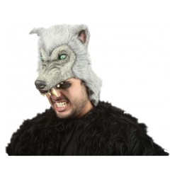 DEMI-MASQUE LOUP POILU GRIS GREY WOLF